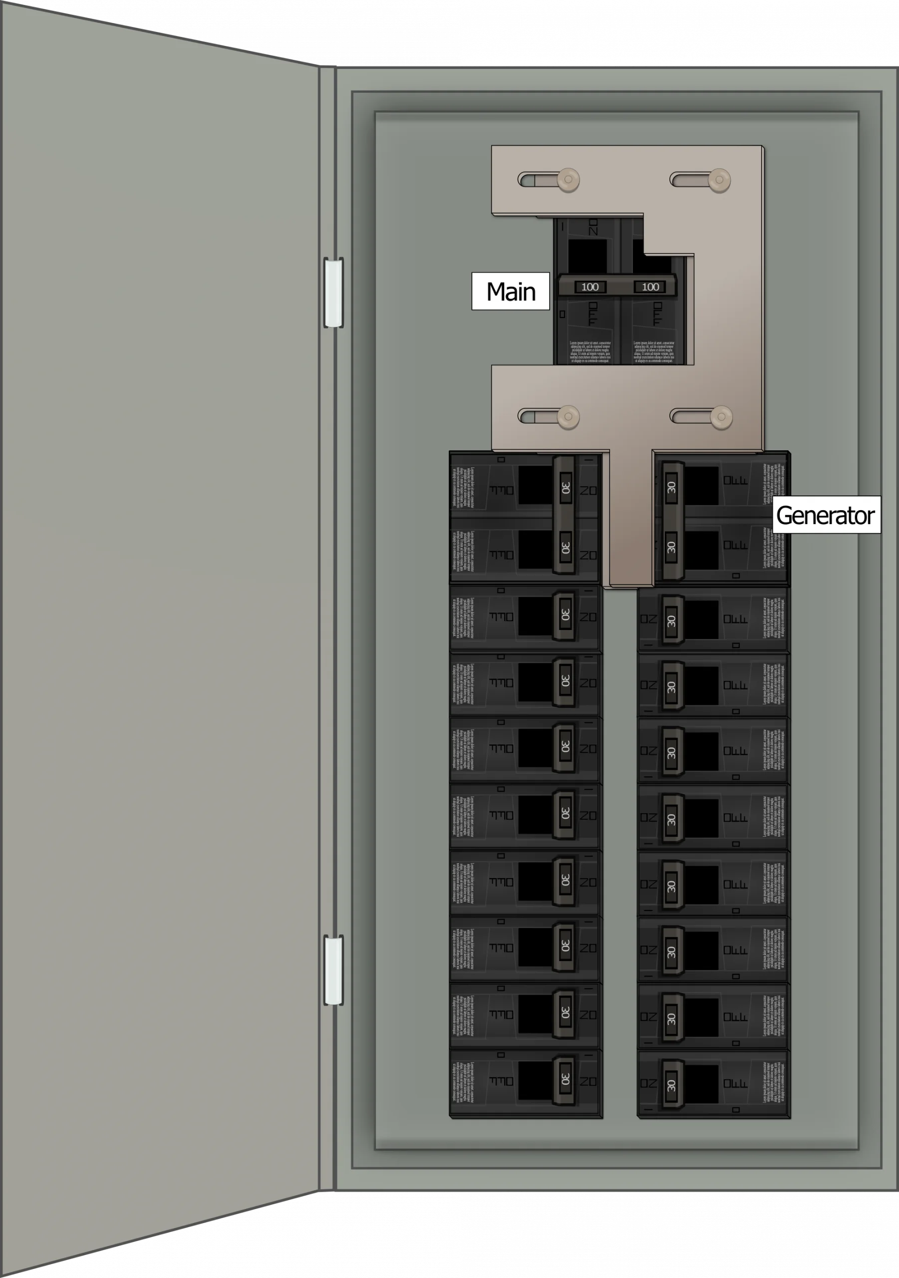 K-1011 Panel Photo With Main Off and Generator On