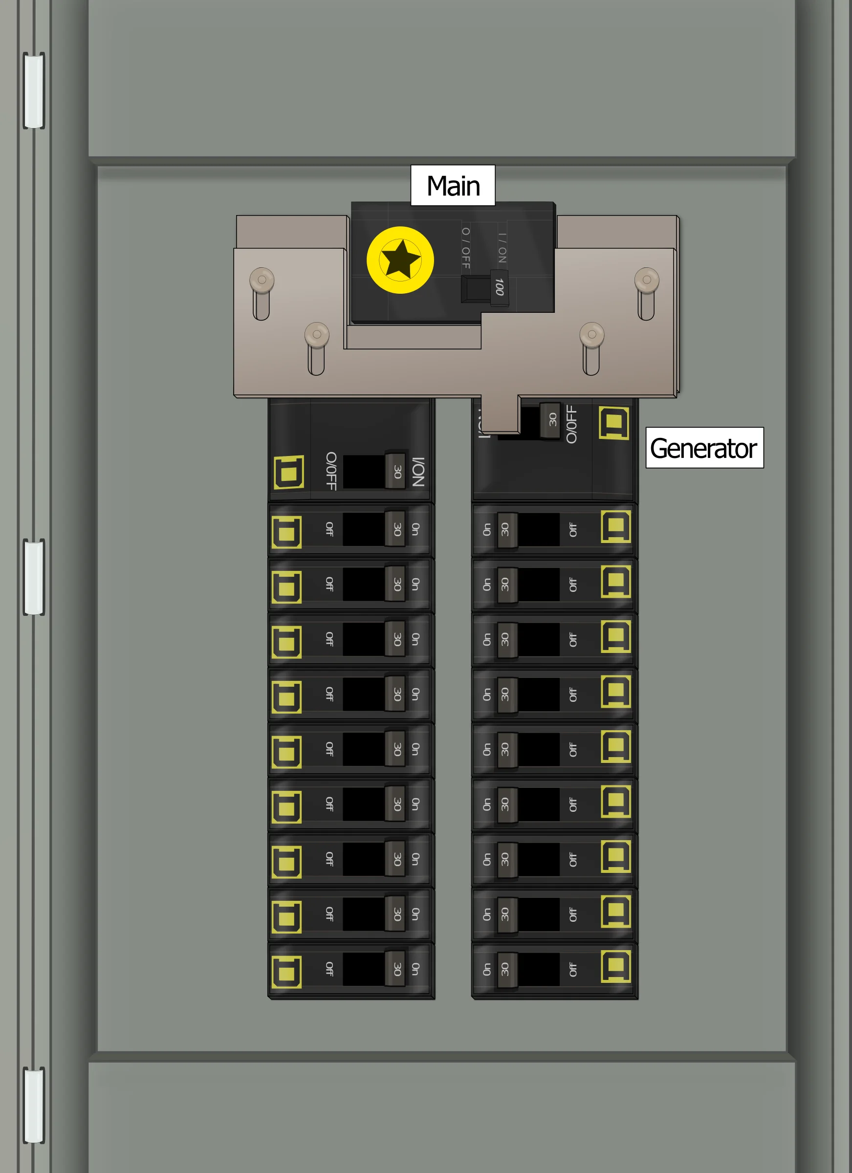 K-5110 Panel Photo With Main On and Generator Off