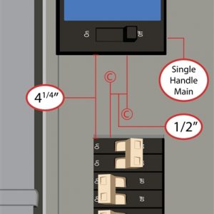 This Kit performs like a manual transfer switch for Cutler Hammer electrical panels with the following features: Horizontal (left-right) throw One-handle breaker Offset ½” to the left of the center of the breaker column Distance from column: 4¼” Single column of breakers; two panel spaces required for this Kit. (TAN CH Style Breaker Handles)
