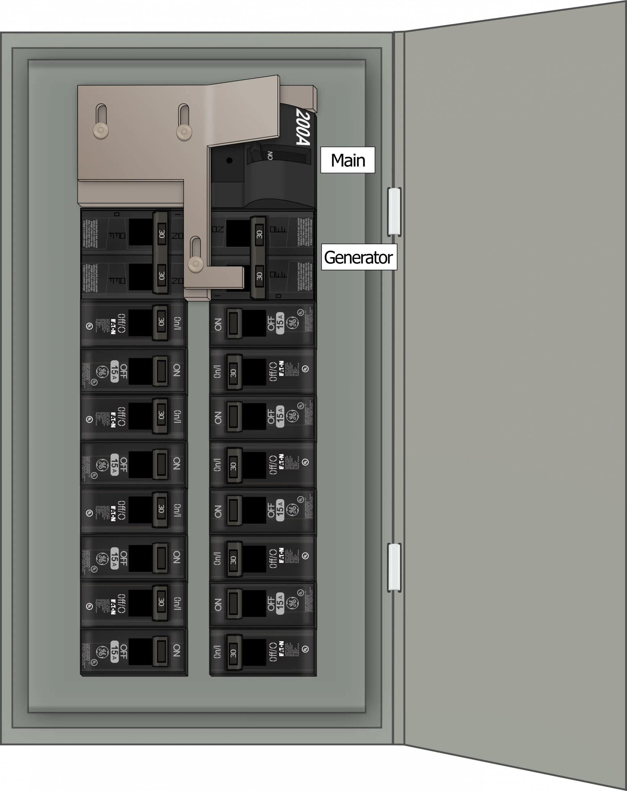 K-7010 Panel Photo With Main On and Generator Off