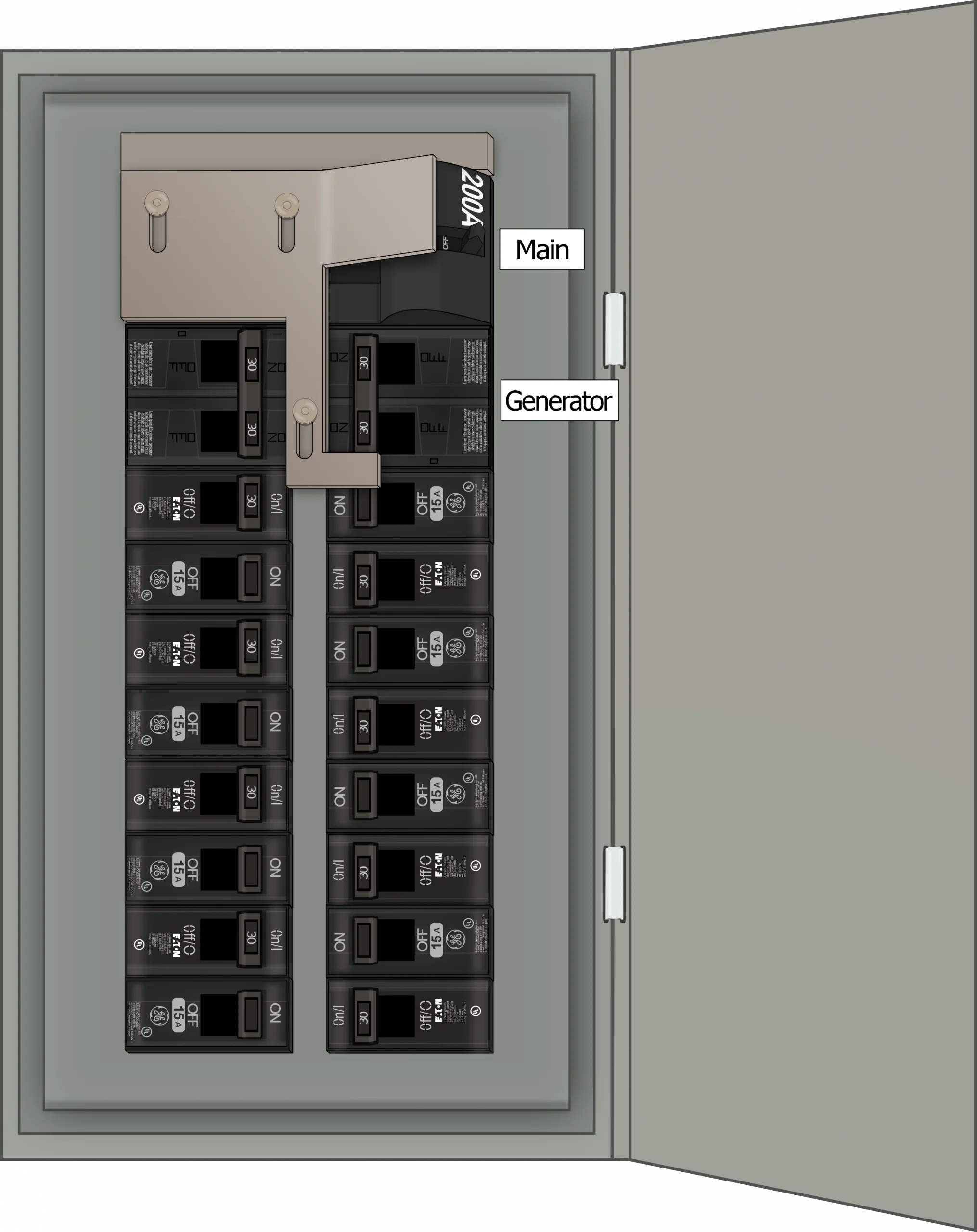 K-7010 Panel Photo With Main Off and Generator On