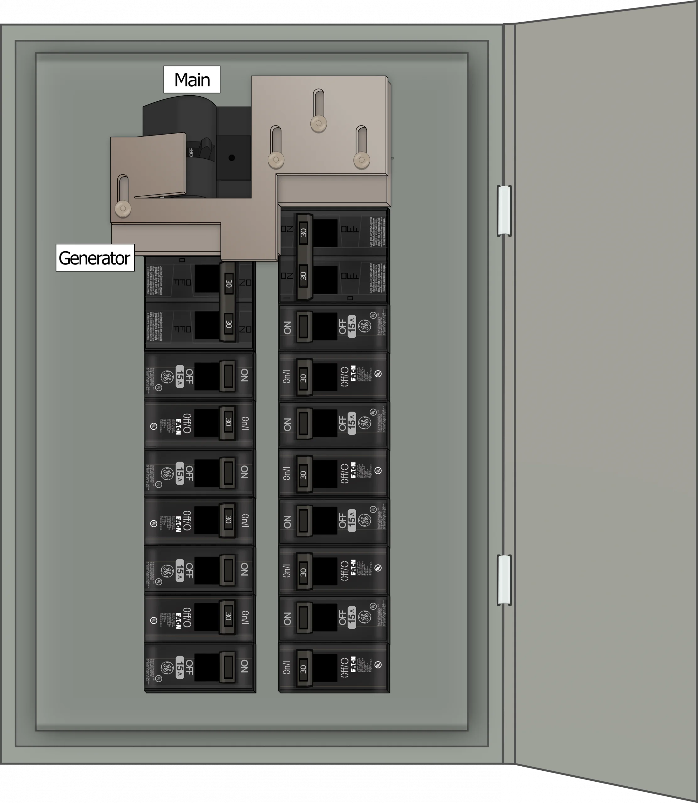 K-7110M Panel Photo With Main Off and Generator On