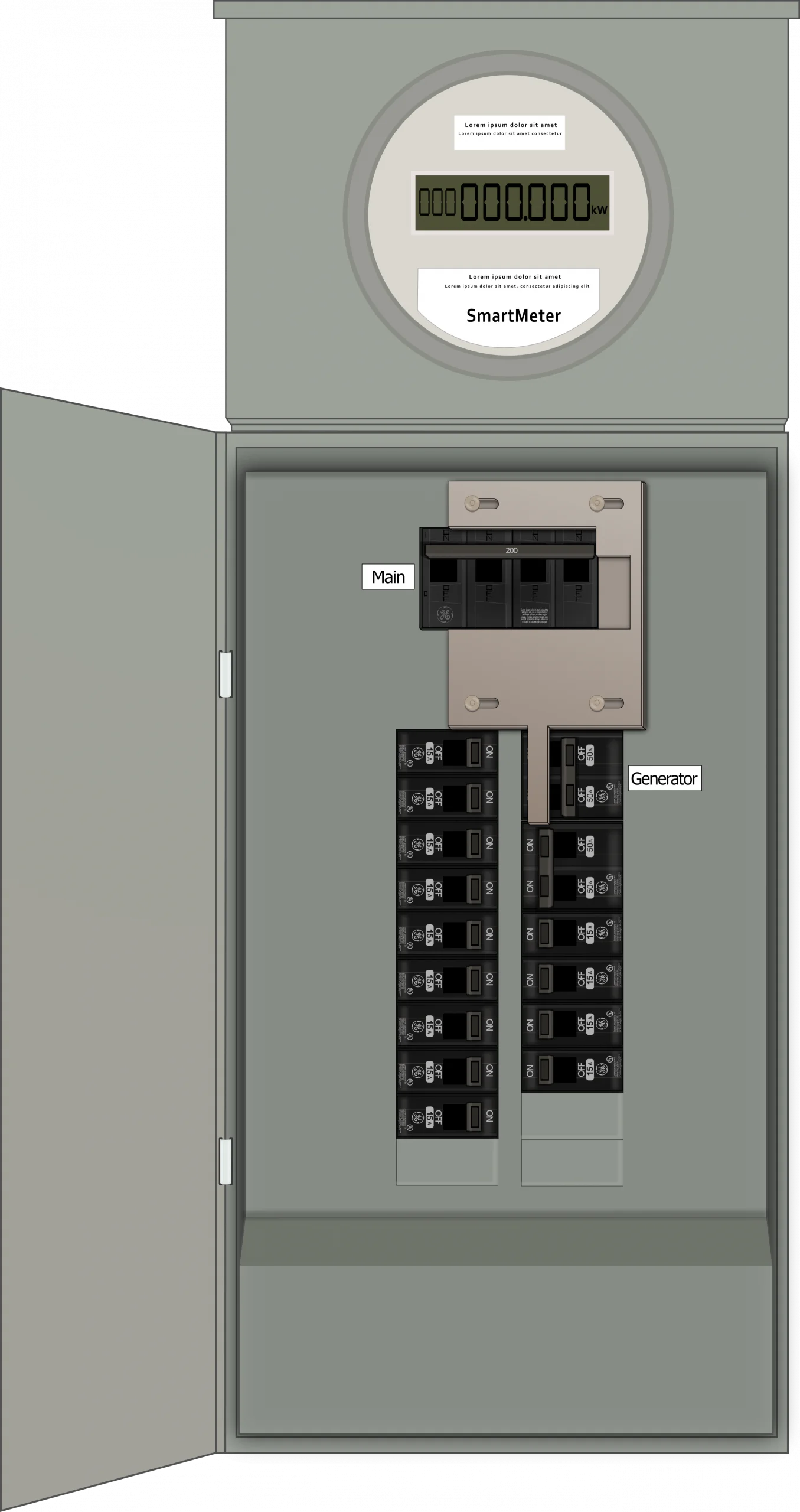 K-8310 Panel Photo With Main On and Generator Off