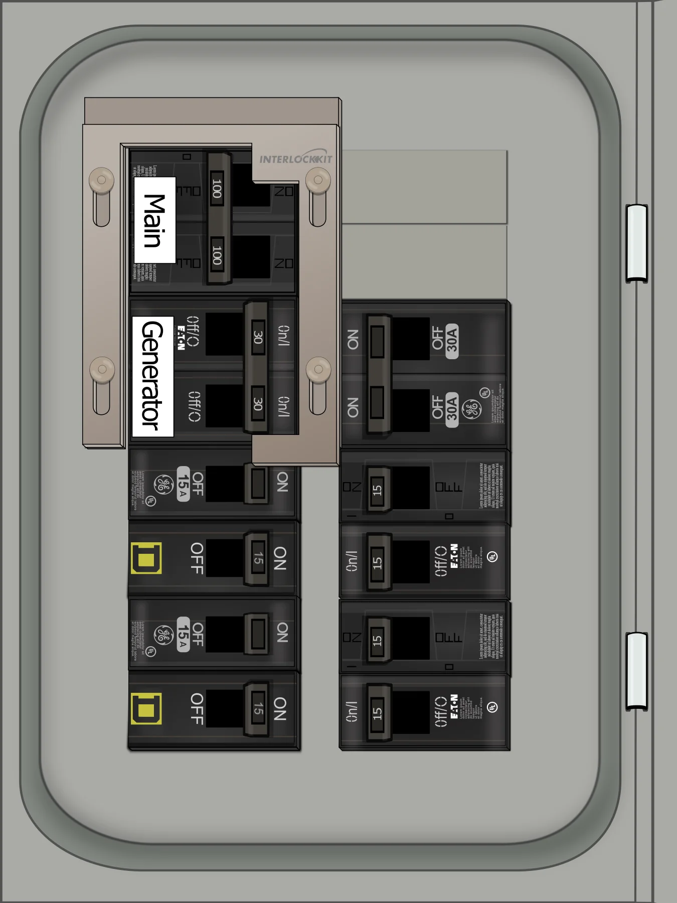 K-9011 Panel Photo With Main Off and Generator On