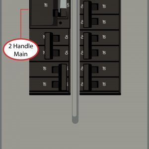 This Kit mounts to General Electric electrical panels with the following features: 12 blank panel, 1″ breakers Horizontal (left-right) throw Two-handle breaker Distance from columns: 0″ (above) Sits on top of either column Space between breaker columns: ½”; two panel spaces required for this Kit