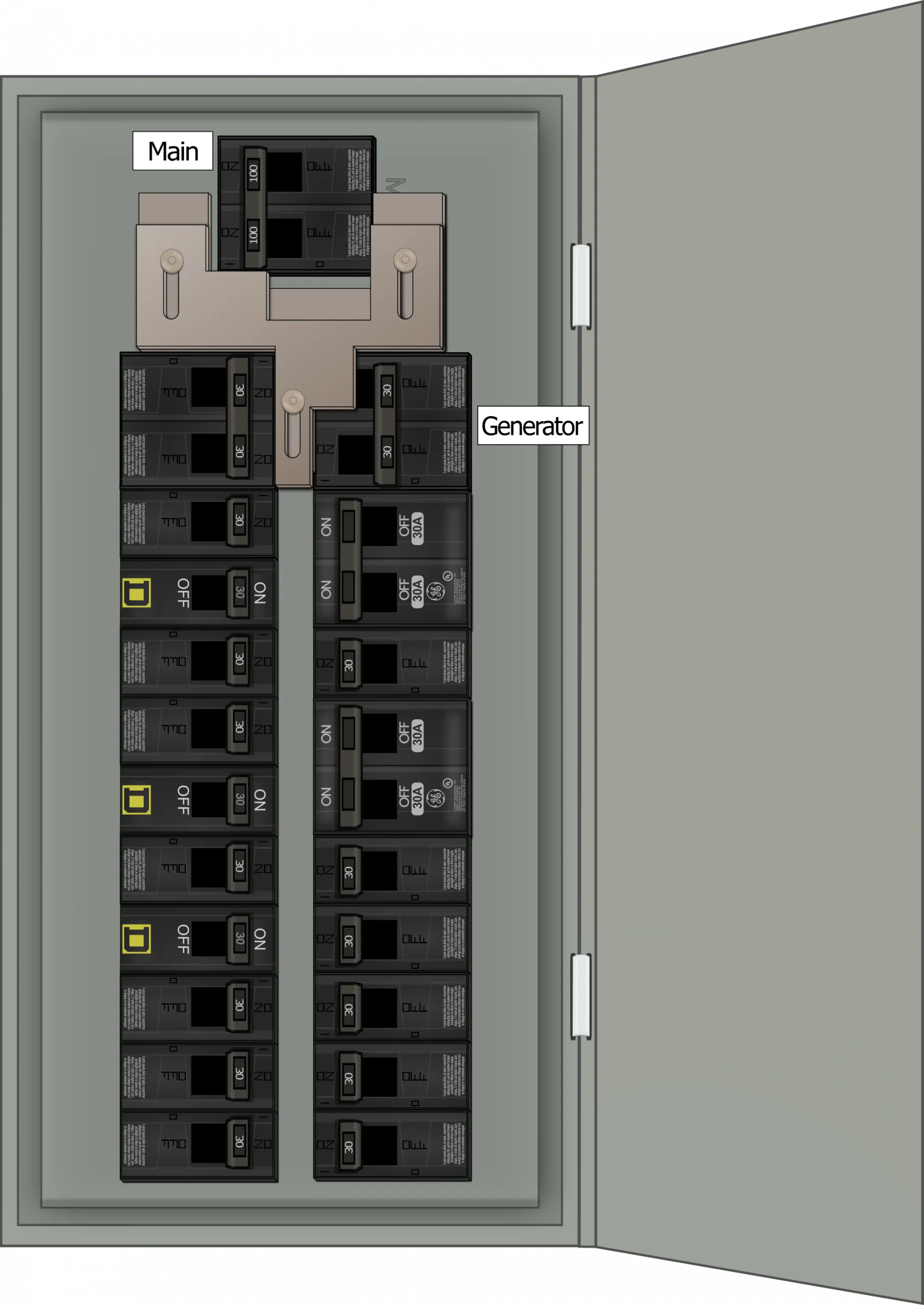 K-1512 Panel Photo With Main On and Generator Off