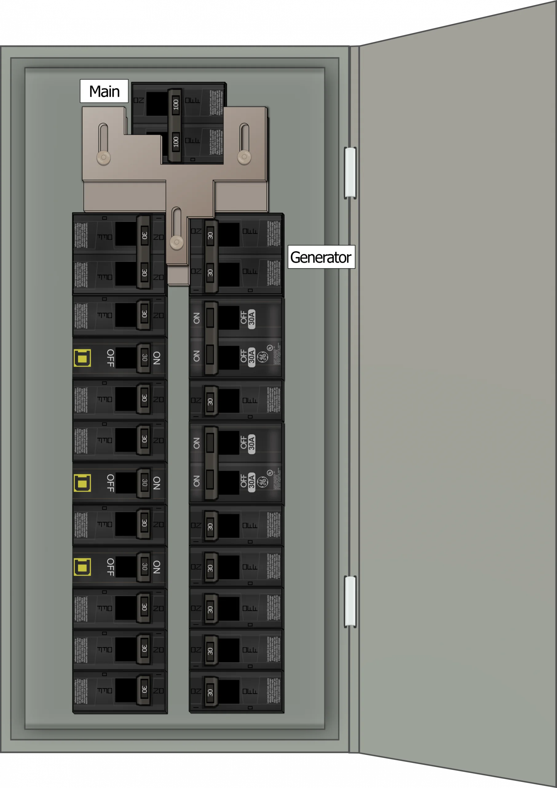 K-1512 Panel Photo With Main Off and Generator On