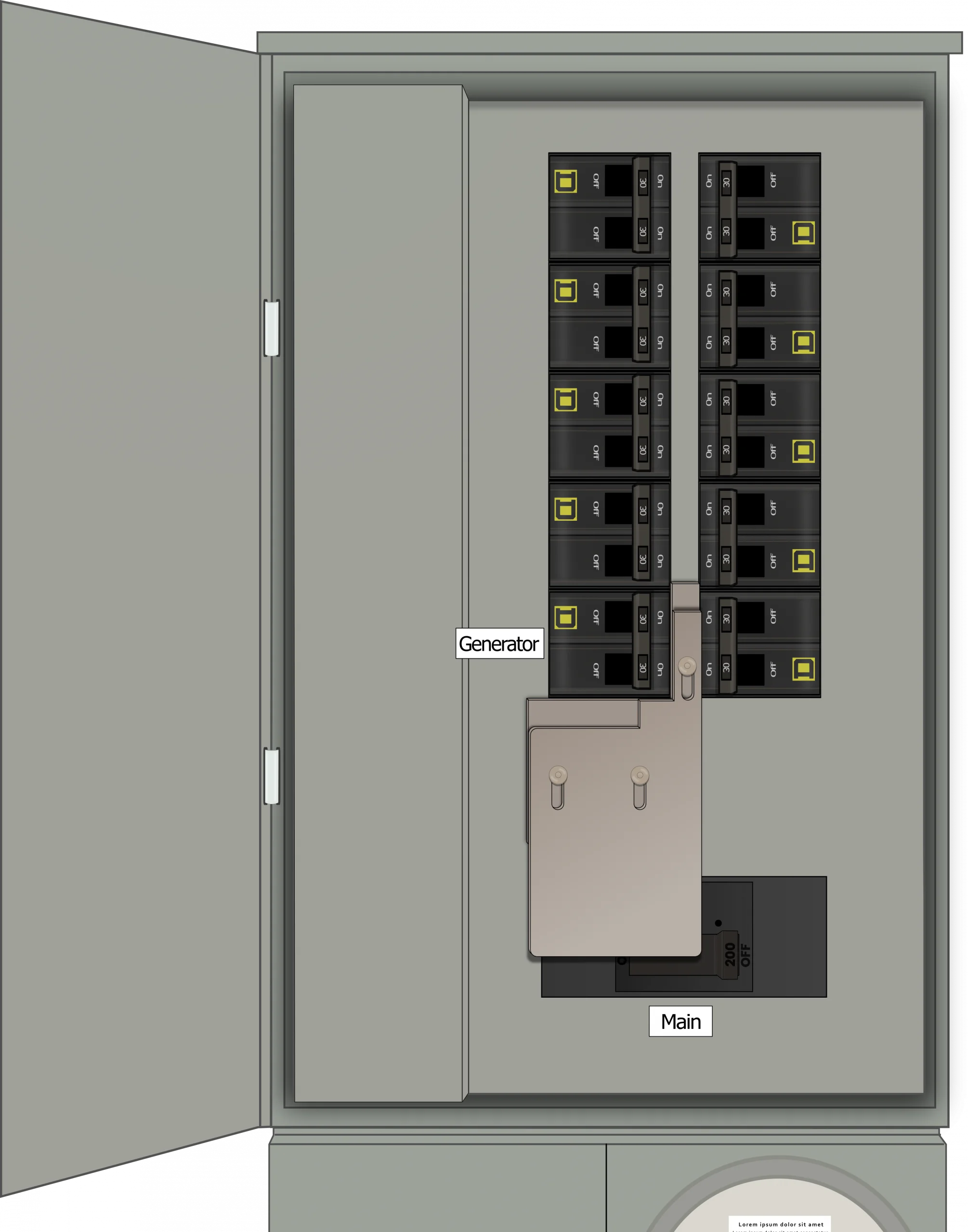 K-5011 Panel Photo With Main Off and Generator On