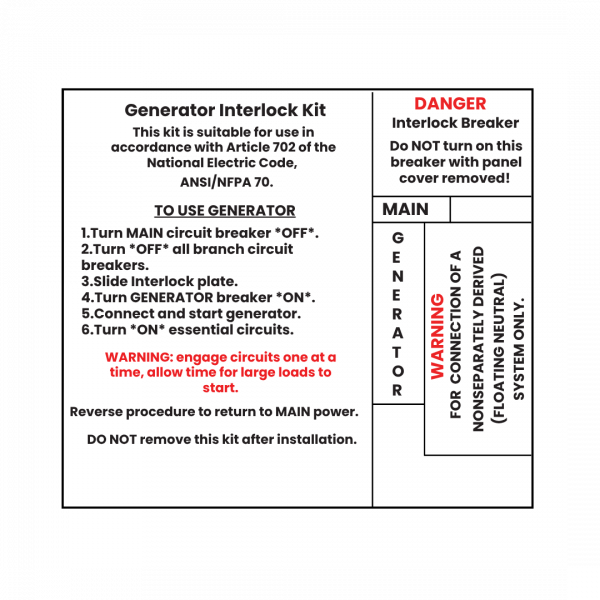 Image of Small Label Pack Generator Interlock Kit
